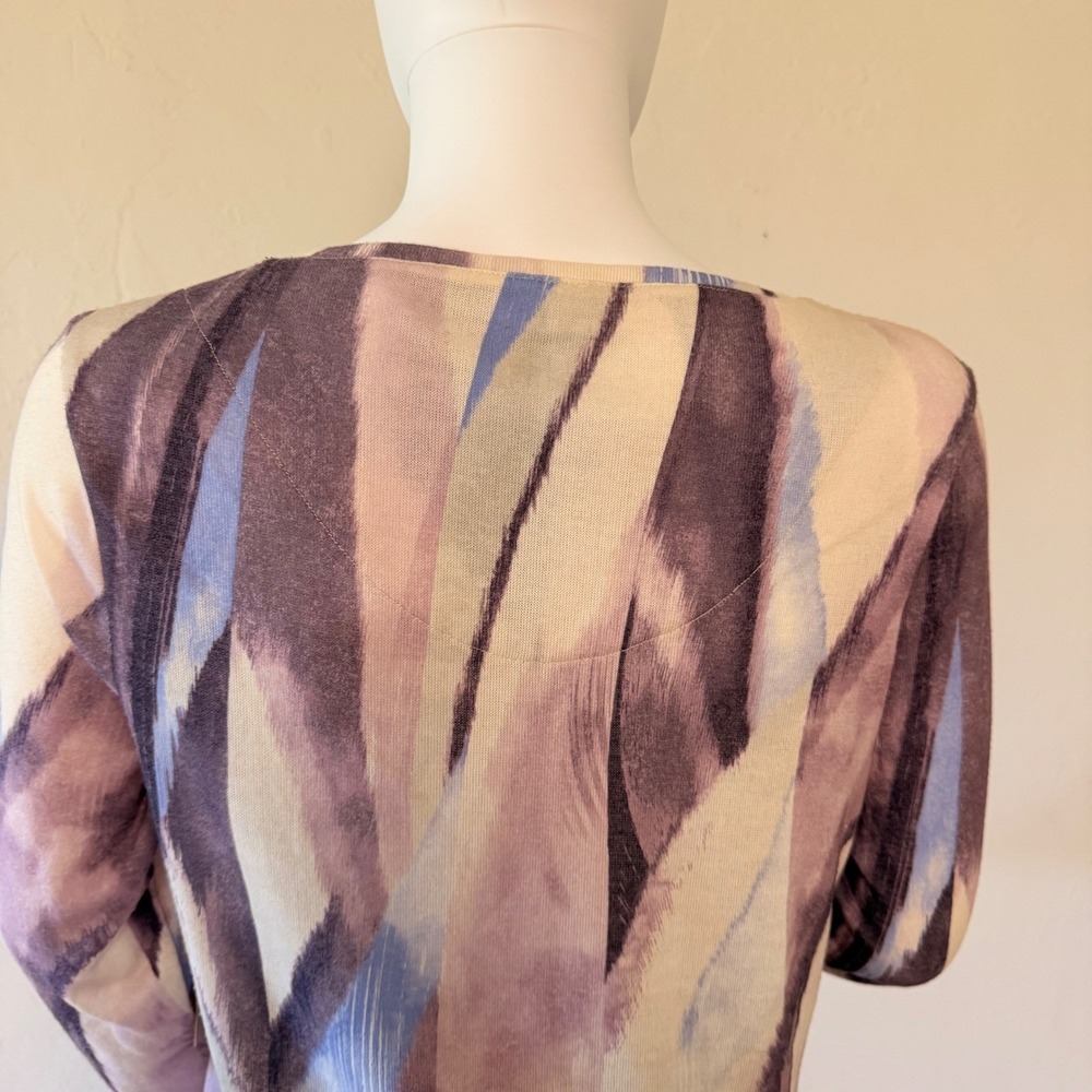 NWT Chico's Women's Abstract Print Tunic Top Purple Blue 3/4 Sleeve Size 0 - Picture 8 of 15